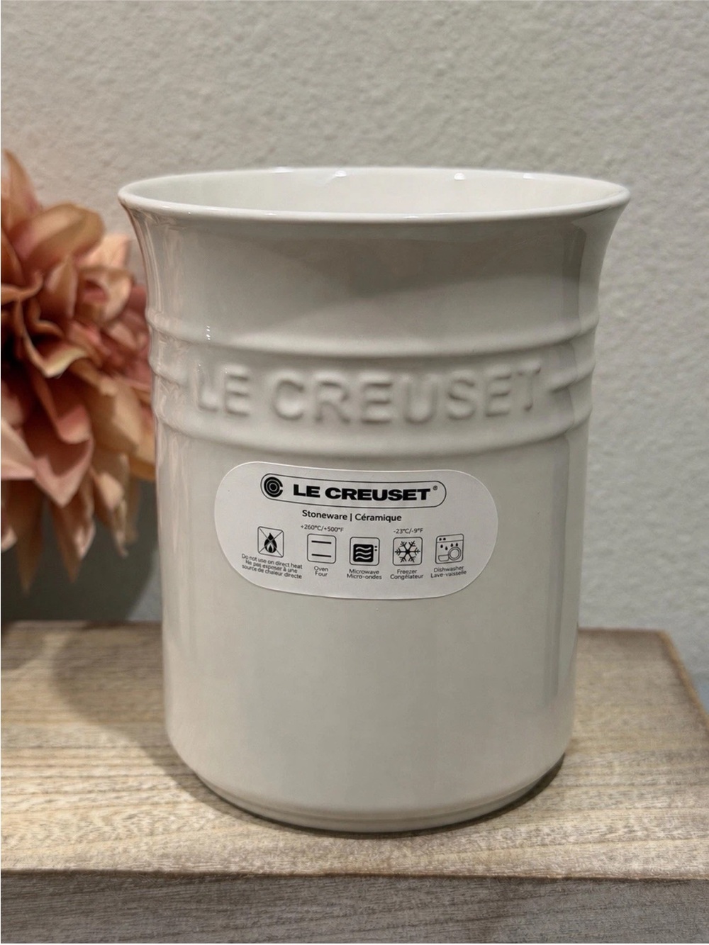 Le Creuset Utensil Crock 1L White Stoneware Kitchen Tool Holder New